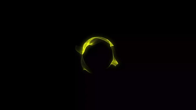 Reactive yollow neon audio spectrum sound animation wave frequency graph with visualization music equalizer futuristic interface, seamless on black background, 4k high quality