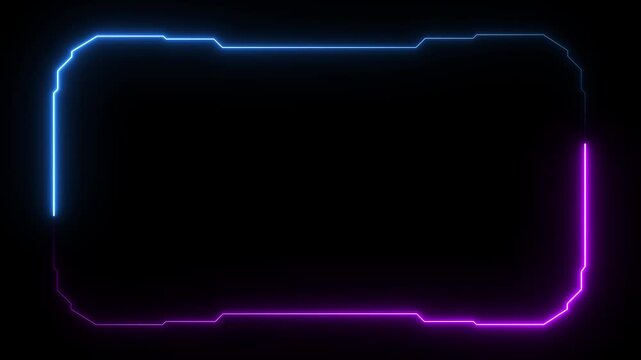 Futuristic digital HUD cyber frame technology for video overlay templates.Digital HUD futuristic motion graphic element cyber generated background. security hologram frame border 4k background.