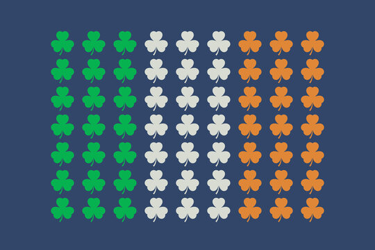 Colorful clovers in shape of Irish flag