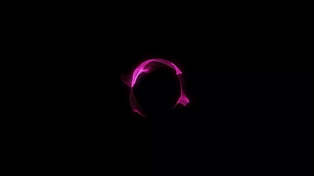 Vibrant music waveform circle animation with glowing reactive equalizer magenta audio spectrum, visualization, futuristic digital sound analyzer, seamless on black background. 4k