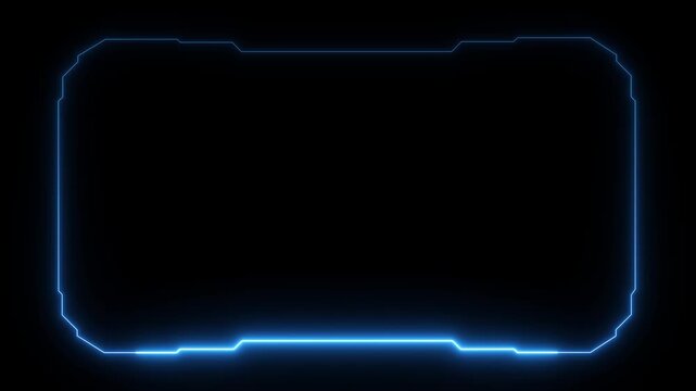 Futuristic digital HUD cyber frame technology for video overlay templates.Digital HUD futuristic motion graphic element cyber generated background. security hologram frame border 4k background.