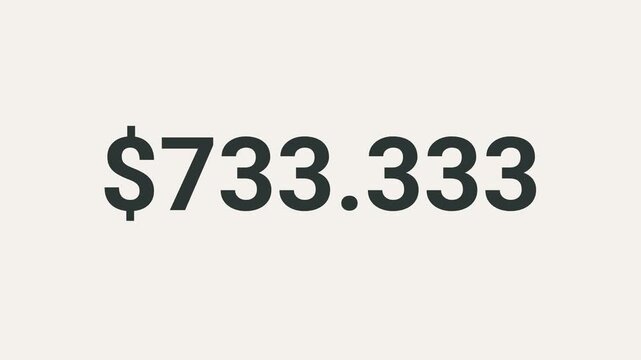 A large dollar amount of $733.333 is displayed prominently on screen