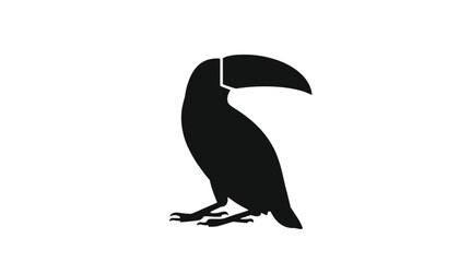 Obraz premium Toucan silhouette stands still showcasing a large beak and tropical bird profile on a clean background.