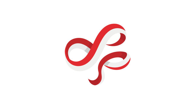 Red and White Waving Ribbon Abstract Vector Design for Independence Day Celebration