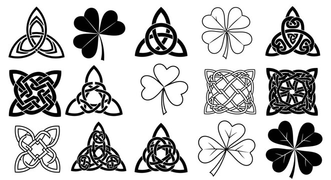 Celtic knotwork designs with collection celtic designs shamrocks interconnected traditional ornament pattern culture ireland graphic with element