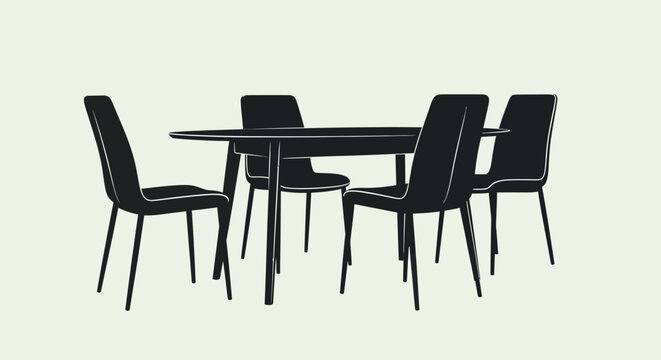 Modern black dining table with four chairs with chairs pale background matching chairs simple black minimalist furniture interior dinner with design