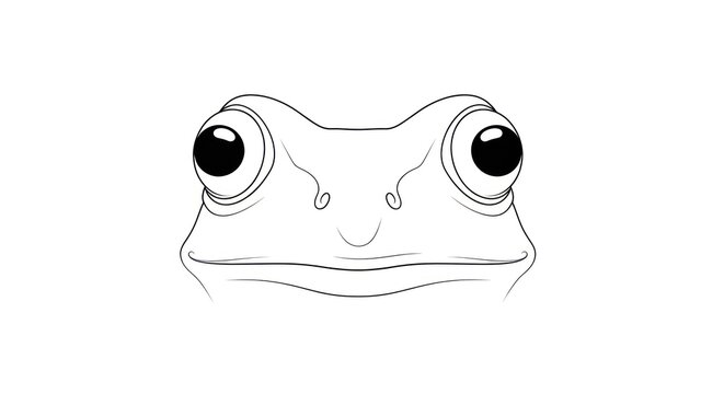 Simple Black and White Frog Illustration.