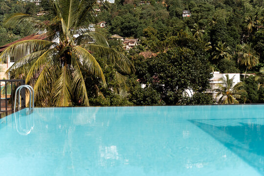 Relaxing Infinity Pool. Sri Lanka Tropical Landscape
