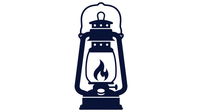 Oil Lantern Flame Icon Silhouette Vintage Light Design