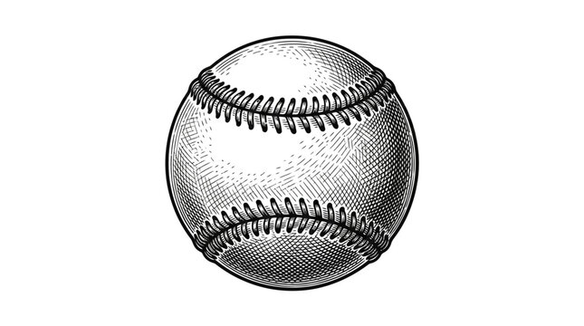 Black and white baseball closeup.
