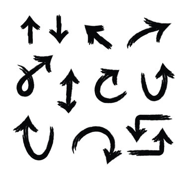 Set of creative hand-drawn arrow vectors and sketch markers