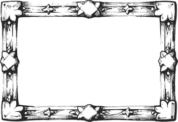 Obraz premium Vintage decorative rectangular frame with floral and geometric hand drawn design elements