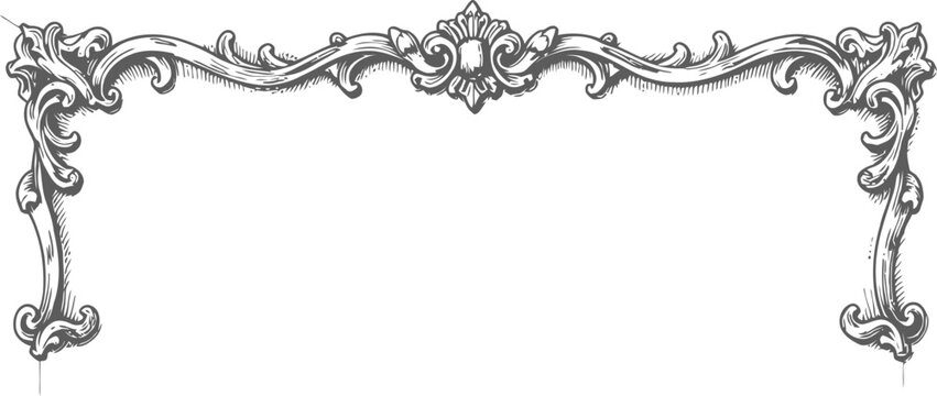 Ornate vintage frame border with floral and scrollwork design on white background