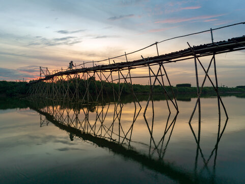 Bamboo Bridge at Dusk