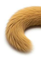 Fototapeta premium Fluffy Red Fox Tail Isolated on White Background - Close-up of Soft Ginger Animal Fur Texture for Fashion and Design