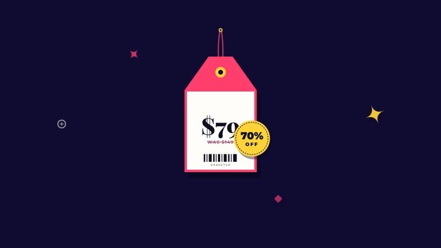 Dynamic sale tag animation for discount price frame video.