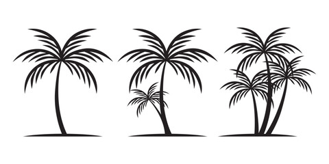 Fototapeta premium Palm Trees Vector Art Illustration Set for Tropical Designs