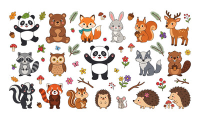Untitled desiAdorable Woodland Forest Animals with Playful Panda Flat Vector Illustration Isolated on White Backgroundgn - 1 © Mdmojaharul