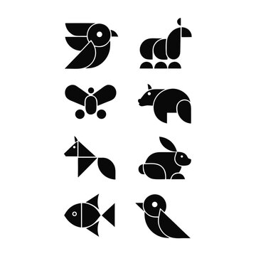 Minimalist Cute Animal Face Vector Icons Collection