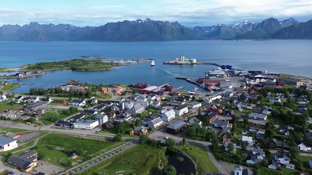 Melbu, Vester&aring;len. Lofoten islands across the fjord.