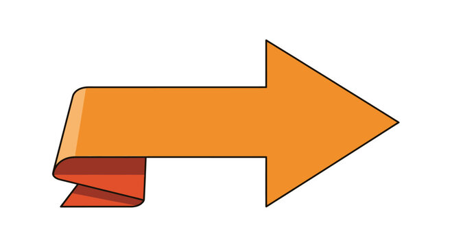 Orange 3D ribbon arrow pointing right.