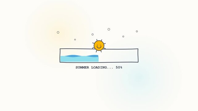 Summer Loading Bar with Sun and Water Animation.
