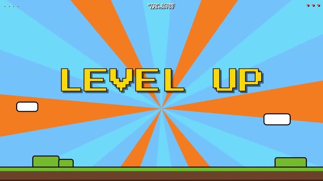 Retro Pixel Arcade Level Up Game Animation