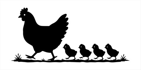 Rooster and Hen Black Silhouette Vector Set with Farm Chicken Poultry Bird Icons for Nature Agriculture and Rural Design Illustration © Arman