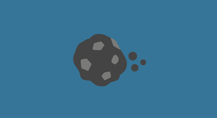 Stylized gray asteroid drifting on blue background. © Opal