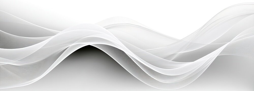 Elegant White Abstract Waves Flowing Smoothly on a Gradient Background.