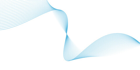 Fototapeta premium Abstract horizontal glowing blue line wave background
