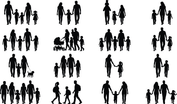 Lineage bonds silhouette pack showcasing active household members on outdoor excursions featuring protective guardians and twin siblings
