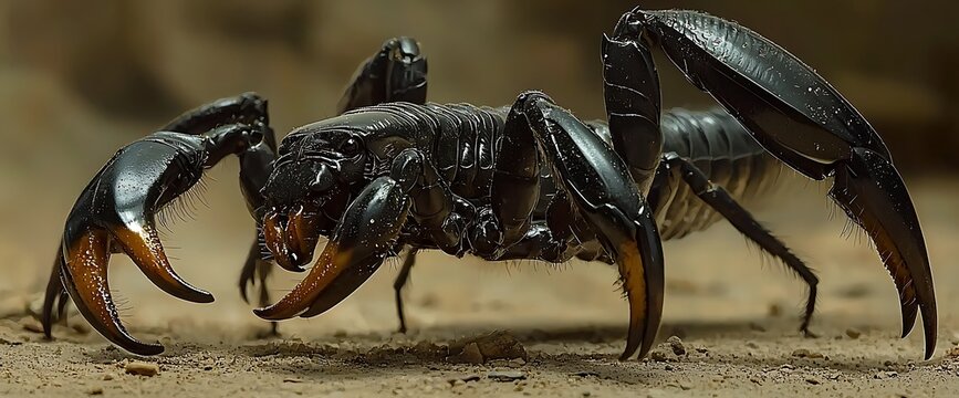 Black scorpion on ground