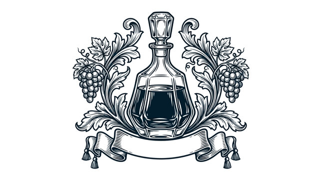 Black and white bottle illustration.
