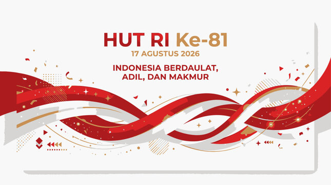 Indonesia Independence Day banner background for HUT RI 81 celebration on August 17 2026 with red and white ribbons