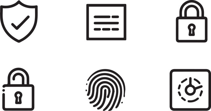 Password Manager Security Icon Set Outline Vector