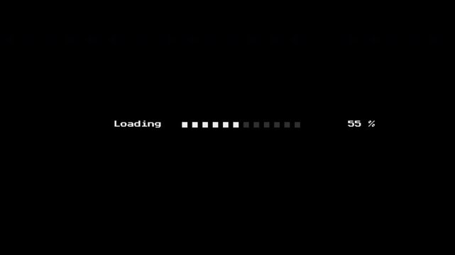 Retro 8-bit Pixel Loading Bar with Percentage Counter Animation