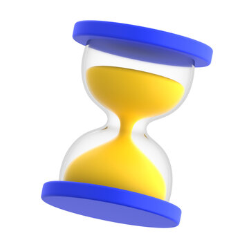 3D Blue and Yellow Hourglass icon render illustration