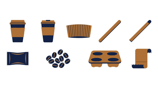 Reusable coffee cup set with takeout lids coffee beans snack wrapper baking mold and stir stick eco friendly drinkware items for on the go