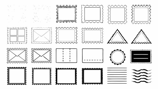 Collection Of Vintage Stamp Frames And Seals Black Vector Illustration