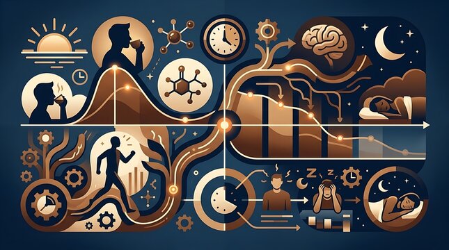 Circadian rhythm infographic showing daily sleep and wake cycles
