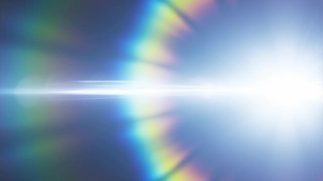 Abstract blue rainbow lens flare light reflection on soft background
