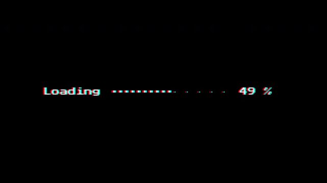 Retro 8-Bit Loading Screen with Pixel Progress Bar and Percentage