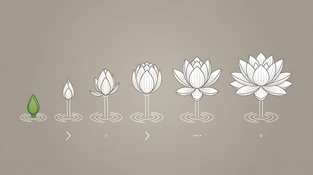 Lotus flower growth cycle from bud to full bloom