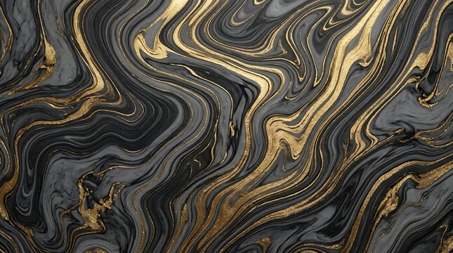 Luxury black and gold marble texture with elegant swirl patterns