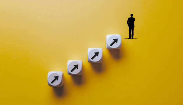 Business concept of success and career development Step by step achievement