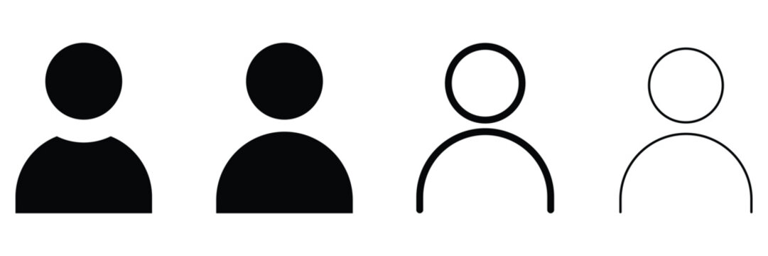 Minimal black and white user person profile avatar icon set