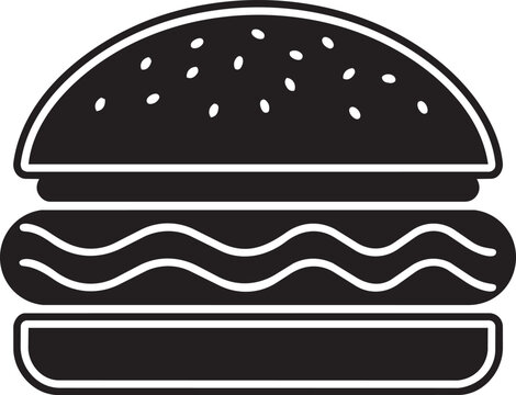 Burger Silhouette with Sesame Seeds on Bun during Simple Studio Lighting for Fast Food Advertising