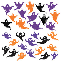 Fototapeta premium Hallowen ghost icon set collection vector illustration .