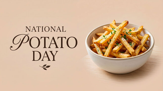 National potato day celebration with crispy potato fries in bowl